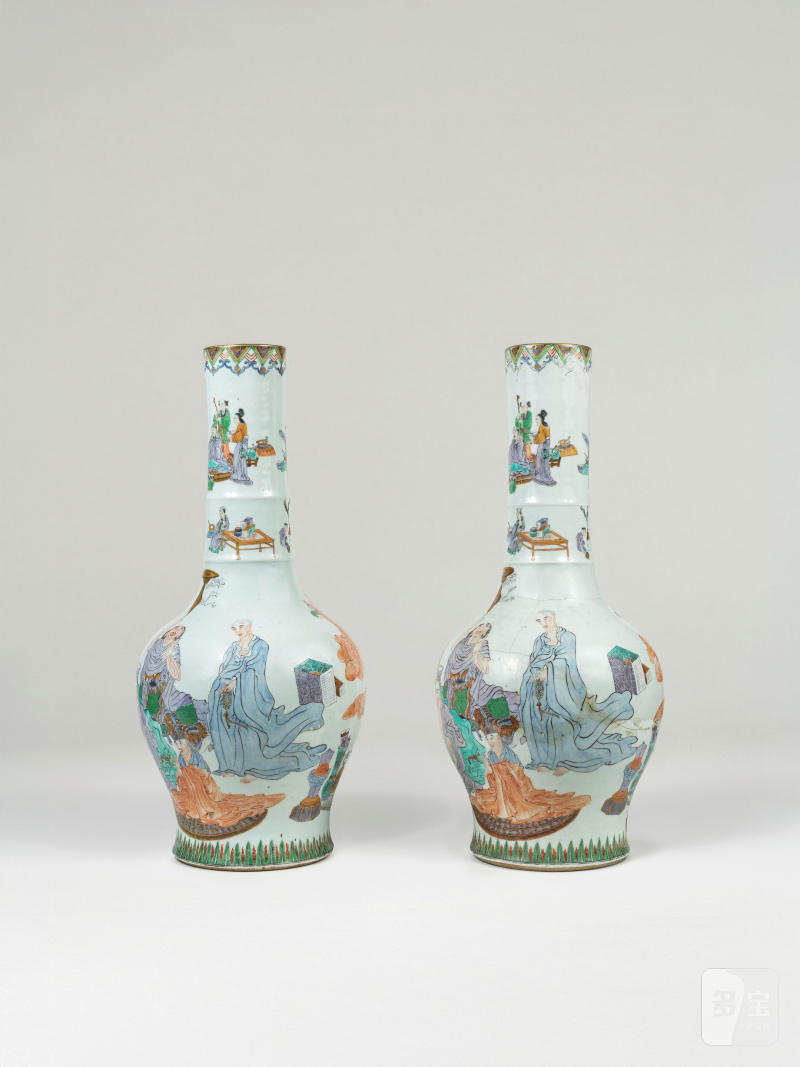 清 十八世紀 粉彩羅漢圖瓶一對 | PAIRE DE GRANDS VASES EN PORCELAINE ÉMAILLÉE À DÉCOR DE LUOHAN - 图3